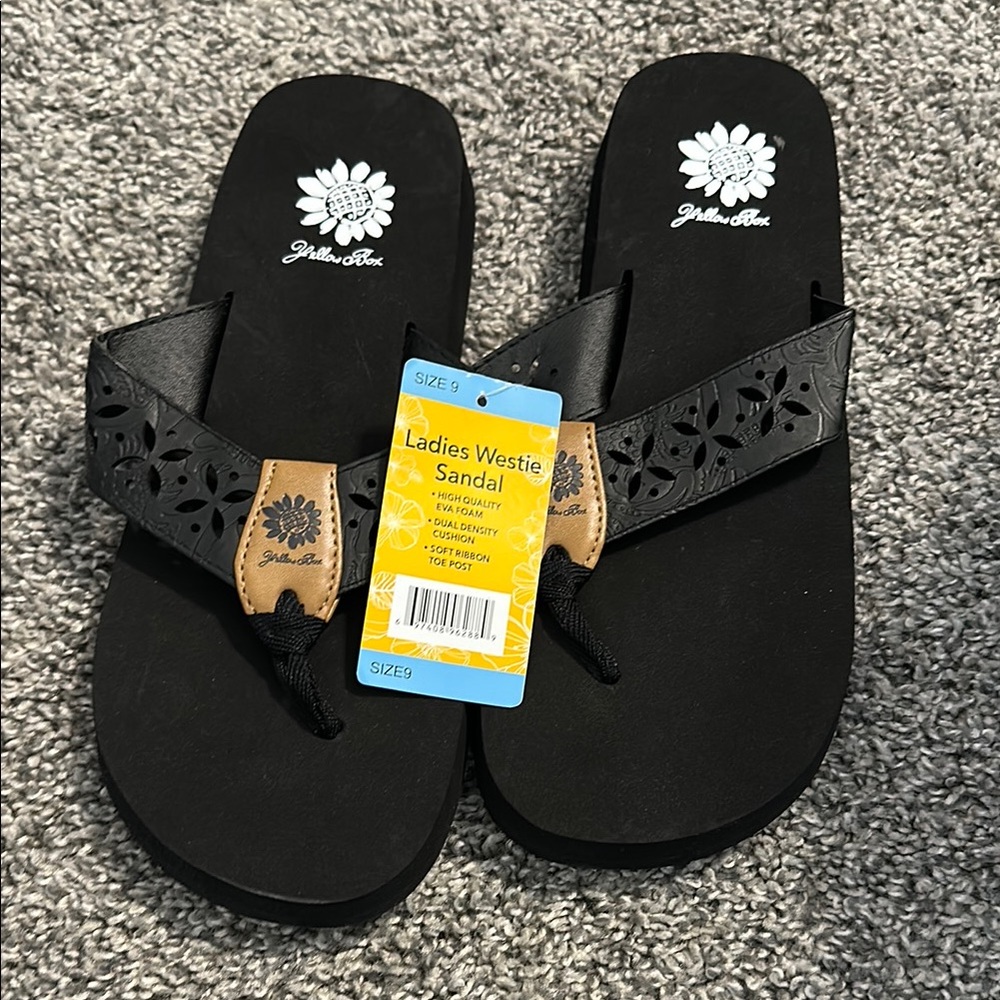 Yellow Box Black Sandals
